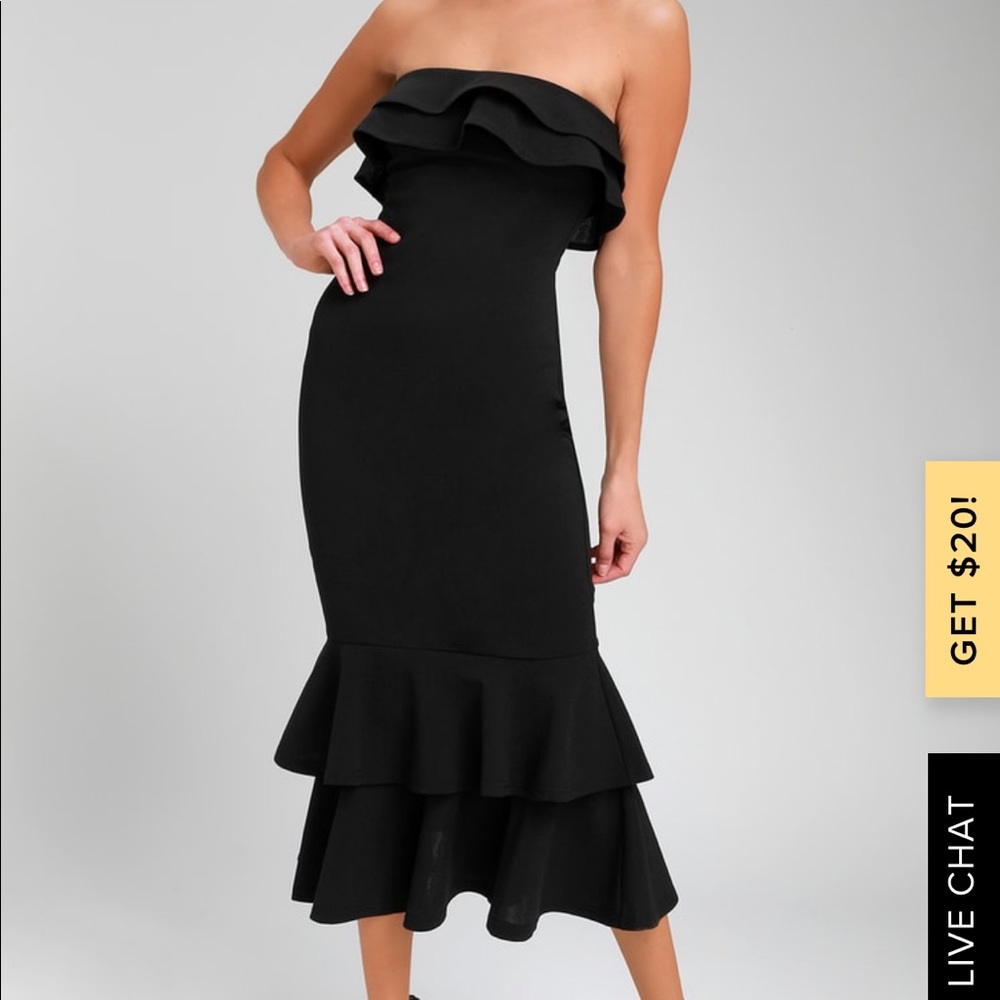 Lulu’s Glam Life black strapless dress